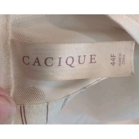 Cacique Bra Full Coverage Lace Padded Underwire‎ Beige Brown Bow Detail Size 44F - Picture 5 of 6
